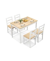 Slickblue 5-Piece Wooden Dining Set with Rectangular Table and 4 Chairs