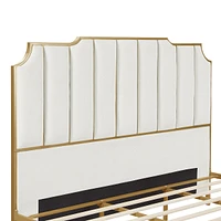 Streamdale Furniture Upholstered King Size Bed Frame, White Velvet