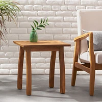 Coastal Slatted Outdoor Accent Table for Patio or Pool Deck