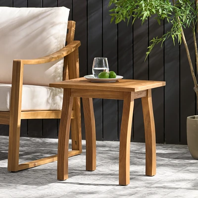 Coastal Slatted Outdoor Accent Table for Patio or Pool Deck