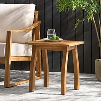 Coastal Slatted Outdoor Accent Table for Patio or Pool Deck