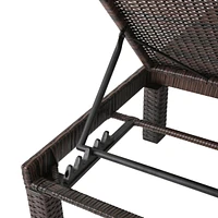 Simplie Fun Adjustable Wicker Chaise Lounge with Iron Frame for Outdoor Comfort