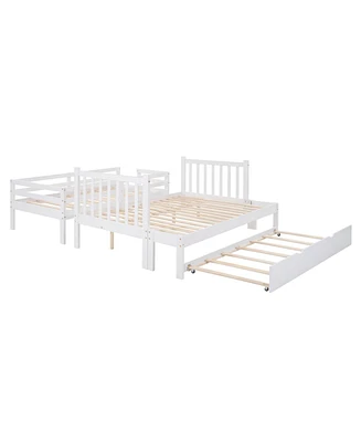 Simplie Fun Twin Over Twin/Full Bunk Bed With Twin Size Trundle