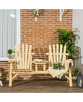 Simplie Fun Rustic Wooden Adirondack Chair with Cupholder for Comfort and Style