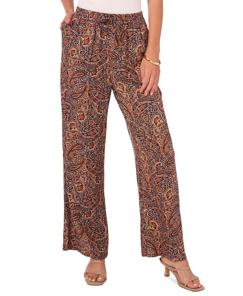 Vince Camuto Women's Printed Wide-Leg Pull-On Pants