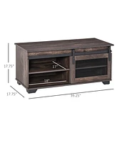 Homcom Farmhouse Coffee Table with Sliding Mesh Barn Door and Storage Cabinet