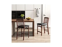 Slickblue Set of 2 Counter Height Chairs Folding Kitchen Island Stool with Padded Seat-Brown