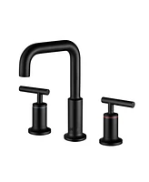 Streamdale Furniture Matte Black Widespread Bathroom Sink Faucet With With cUPC Water Supply Hose And Cartridge