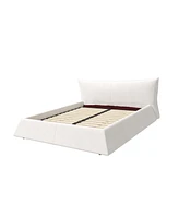 Streamdale Furniture Cream Velvet King Platform Bedwagon