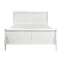 Classic Louis Philipe Style White Full Size Bed 1 Piece Traditional Design Sleigh Bed