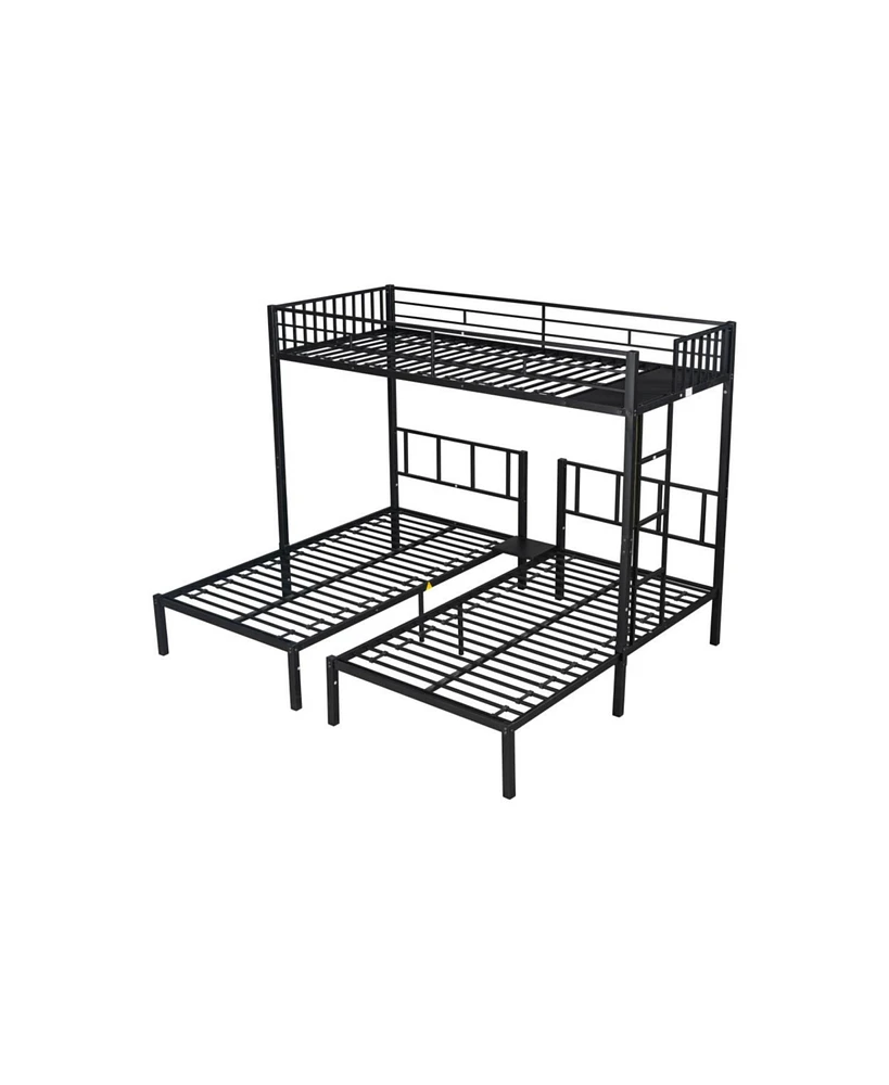 Simplie Fun Triple Twin Bunk Bed, Can Be Separated Into 3 Twin Beds