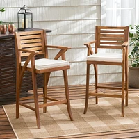 Stylish Outdoor Barstool with Cushion (Set of 2)