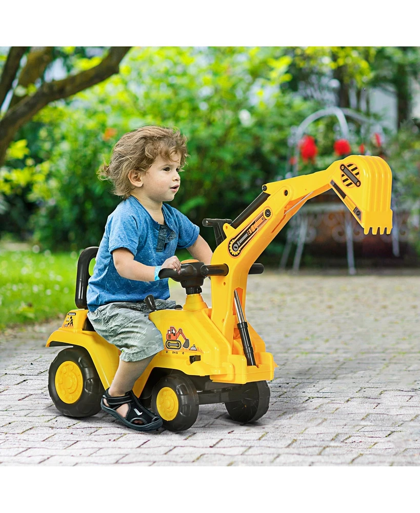 Simplie Fun 2-in-1 Ride-On Excavator with Digger and Pull Cart