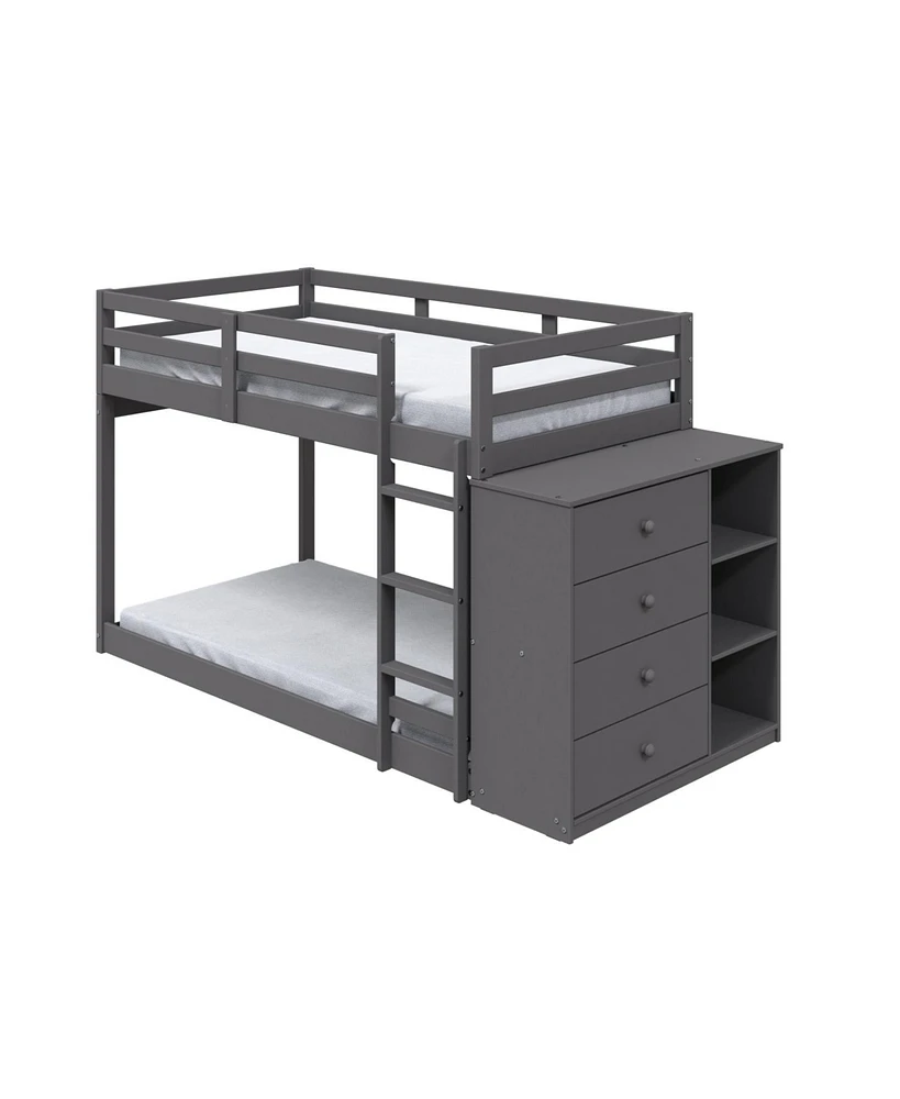 Simplie Fun Twin/Twin Bunk Bed with Cabinet, Finish