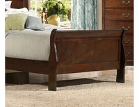Classic Louis Philipe Style Twin Size Bed Brown Cherry Finish 1 Piece Traditional Design Sleigh Bed