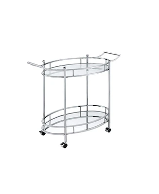 Simplie Fun Jinx Serving Cart, Clear Glass & Chrome Finish