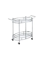 Simplie Fun Jinx Serving Cart, Clear Glass & Chrome Finish