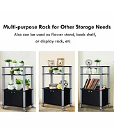 Slickblue Multifunctional Rolling Kitchen Baker s Rack with 2-Tier Shelf and Cabinet