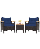 Slickblue 3 Pieces Patio Rattan Furniture Set with Removable Cushion