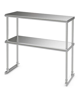 Slickblue 36 x 12 Inch Kitchen Stainless Steel Overshelf with Adjustable Lower Shelf