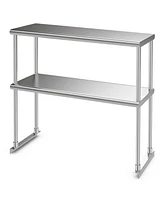 Slickblue 36 x 12 Inch Kitchen Stainless Steel Overshelf with Adjustable Lower Shelf