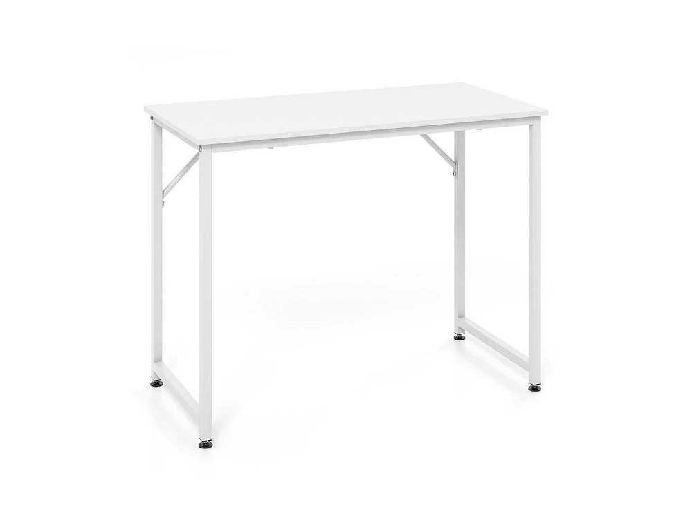 Slickblue 40 Inch Small Computer Desk with Heavy-duty Metal Frame-White