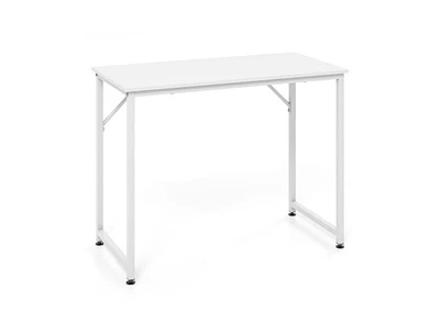 Slickblue 40 Inch Small Computer Desk with Heavy-duty Metal Frame-White