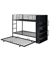 Simplie Fun Metal Bunk Bed With Big Bookshelf, Twin