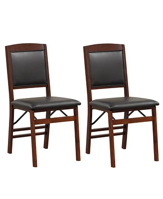 Slickblue Set of 2 Folding Dining Chairs with Padded Seat and High Backrest