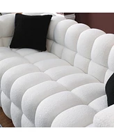 Simplie Fun 84.3" Marshmallow Sofa, White Boucle, 3 Seater