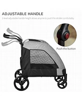 Streamdale Furniture Spacious and Foldable Pet Stroller for Medium Dogs up to 77 lbs with 360° Rotating Wheels