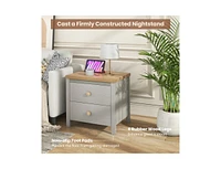 Slickblue 2-Drawer Nightstand with Rubber Wood Legs