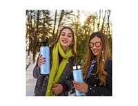 Slickblue 22 Oz Double-walled Insulated Stainless Steel Water Bottle with 2 Lids and Straw
