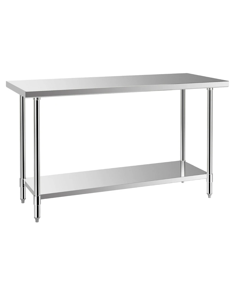 Slickblue 24 x 60 Inches Stainless Steel Kitchen Prep Work Table with Adjustable Undershelf