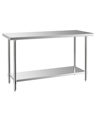 Slickblue 24 x 60 Inches Stainless Steel Kitchen Prep Work Table with Adjustable Undershelf