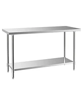 Slickblue 24 x 60 Inches Stainless Steel Kitchen Prep Work Table with Adjustable Undershelf