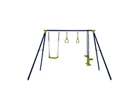 Slickblue 3-in-1 Outdoor Swing Set for Kids Aged 3 to 10