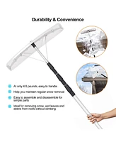 Slickblue 21 Feet Aluminum Large Poly Blade Telescoping Snow Roof Rake