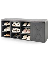 Slickblue 9-cube Shoe Bench with Adjustable Shelves and Removable Padded Cushion