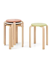 Slickblue Set of 4 Bentwood Stackable Stools Dining Stools with Round Tops