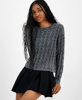 Hooked Up by Iot Juniors' Cable-Knit Long-Sleeve Sweater