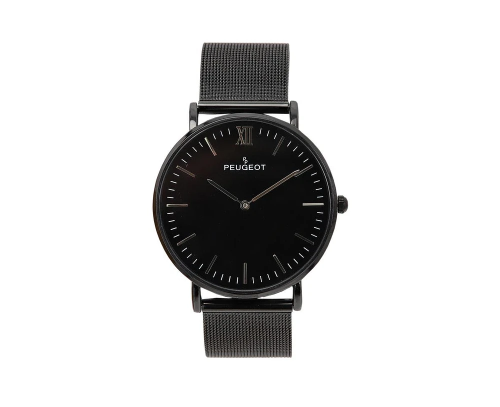 Peugeot Men's Ultra Slim Watch with Pvd Plated Black Mesh Band