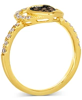 Le Vian Chocolate Diamond & Nude Diamond Double Heart Ring (3/8 ct. t.w.) in 14k Gold