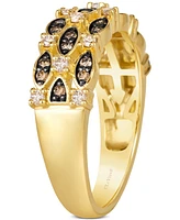 Le Vian Nude Diamond & Chocolate Diamond Openwork Triple Row Statement Ring (3/8 ct. t.w.) in 14k Gold