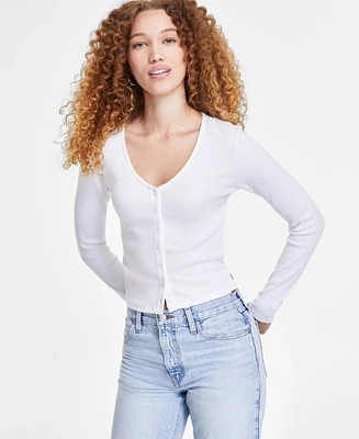 Levi's Women's Muse Ribbed Long-Sleeve Button-Up Top