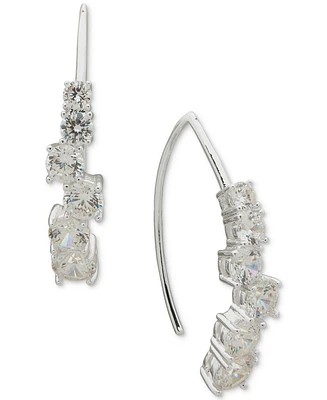 Anne Klein Silver-Tone Cubic Zirconia Threader Earrings