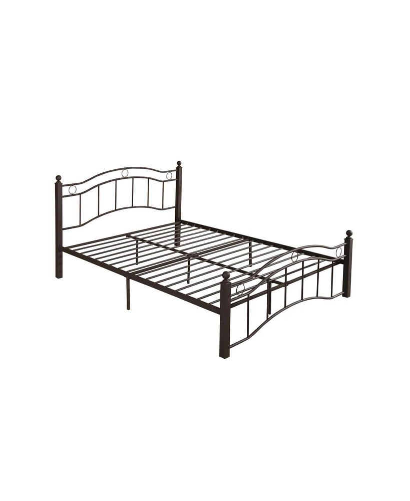 Streamdale Furniture King Size Metal Bed Frame With Headboard And Footboard Bronze