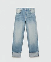 Mango Women's Turned-Up Straight Jeans