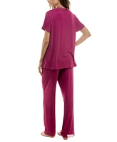 Roudelain Women's 2-Pc. Lace-Trim Pointelle Pajamas Set