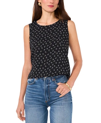 Vince Camuto Women's Floral Crewneck Keyhole-Back Tank Top